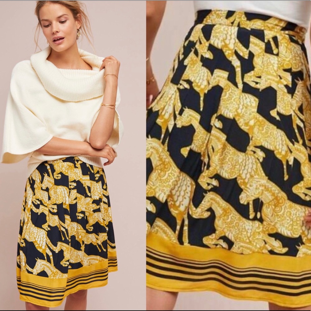 Anthropologie Maeve Jade Horse A-Line Skirt 6